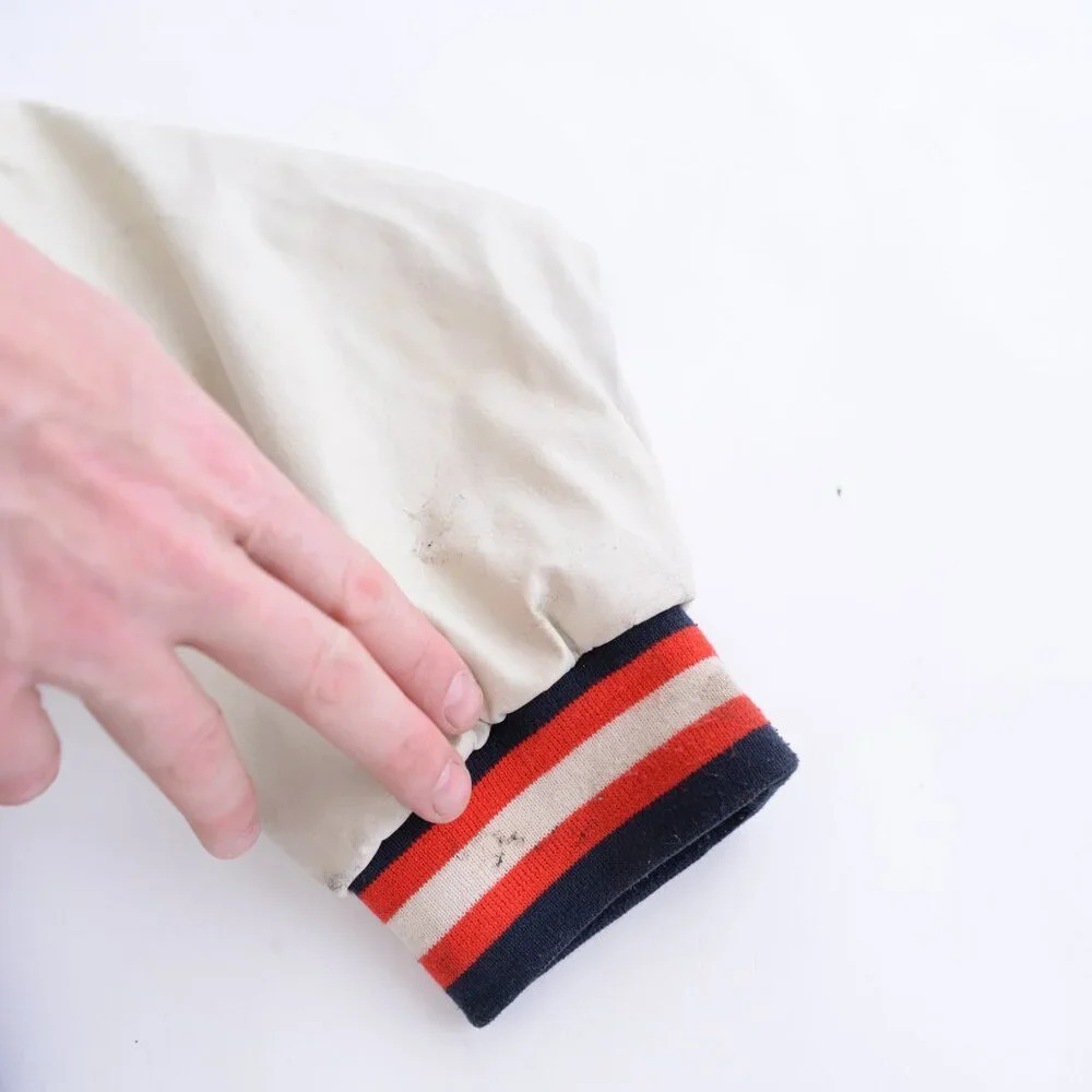 Vintage 90S Steve And Barrys British Flag Navy And Cream Wool Blend Faux Leather - Picture 15 of 16